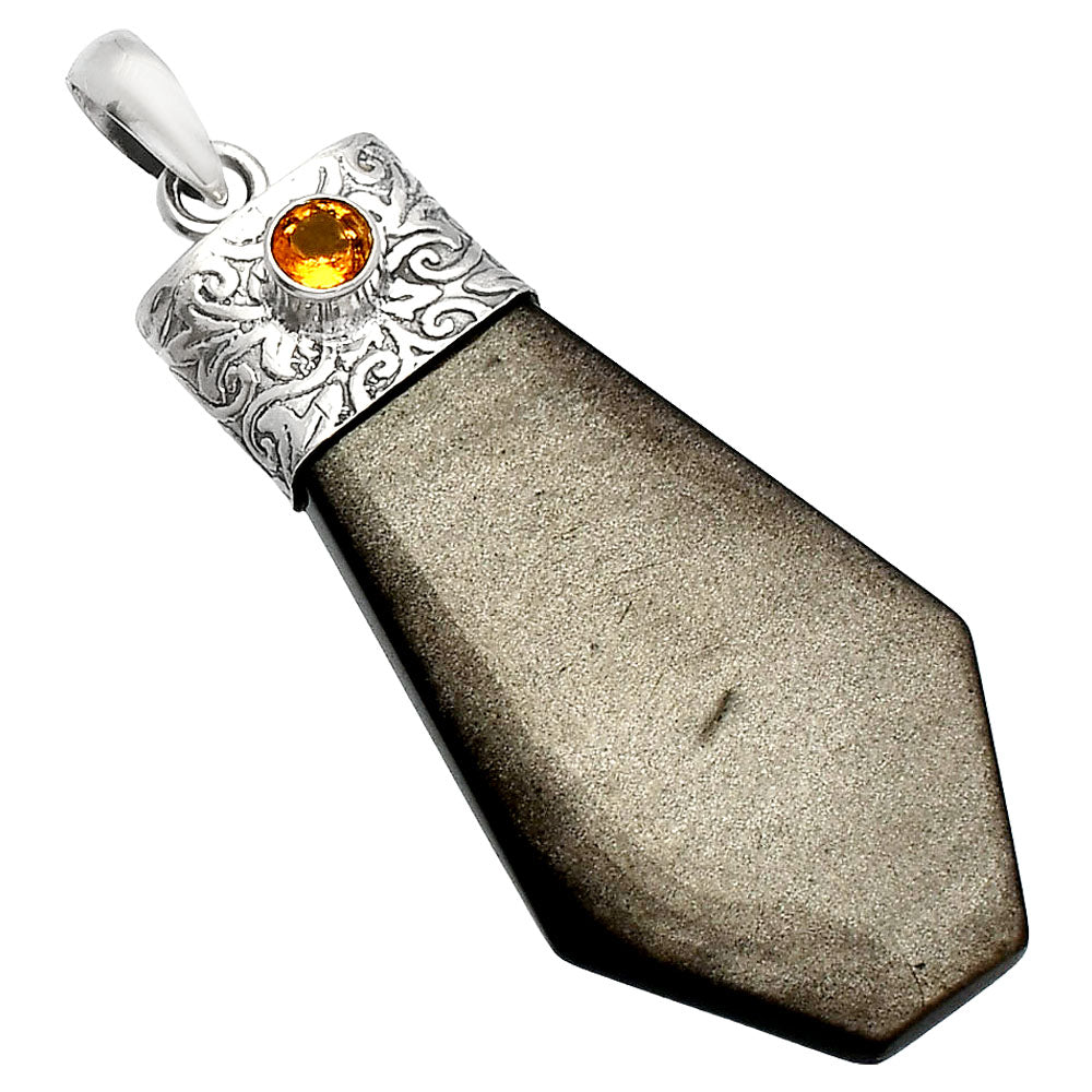 Natural Silver Obsidian & Citrine Pendant P-1331 SDP147870-1