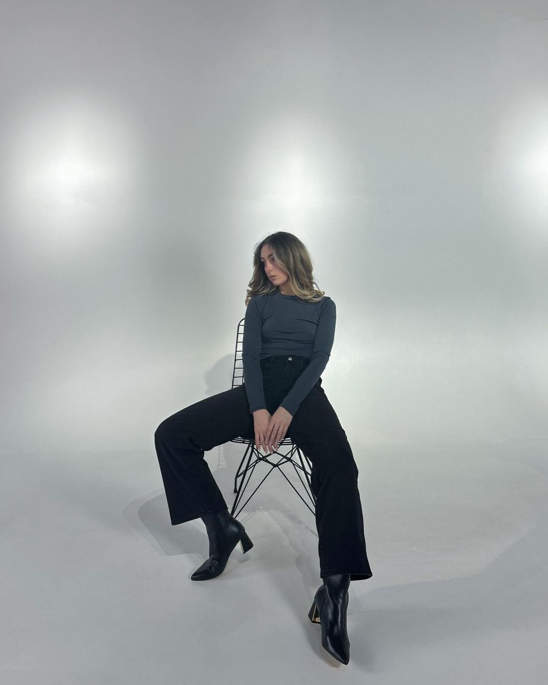 Kaira Metallic Accent Heel High Ankle Boots-1