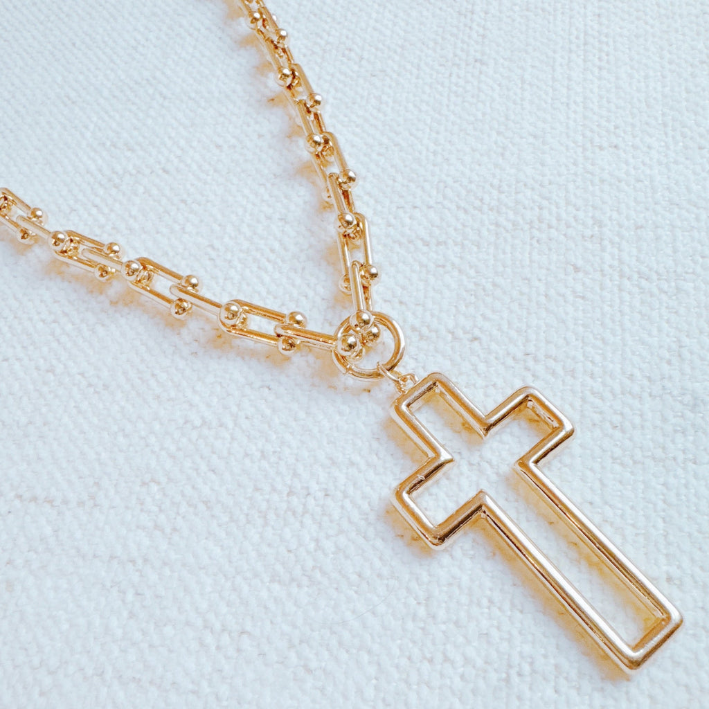Stylish Cross Pendant U Chain Necklace-1