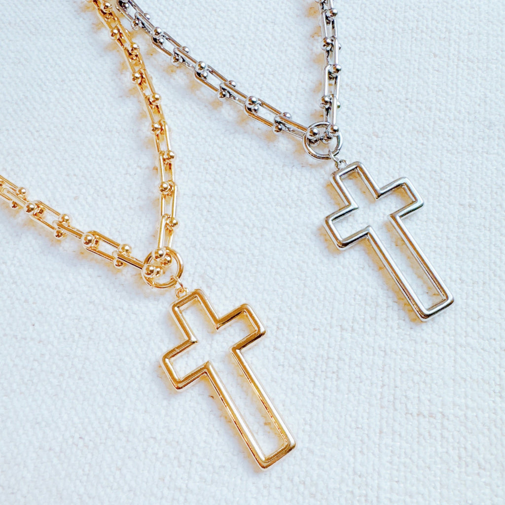 Stylish Cross Pendant U Chain Necklace-0
