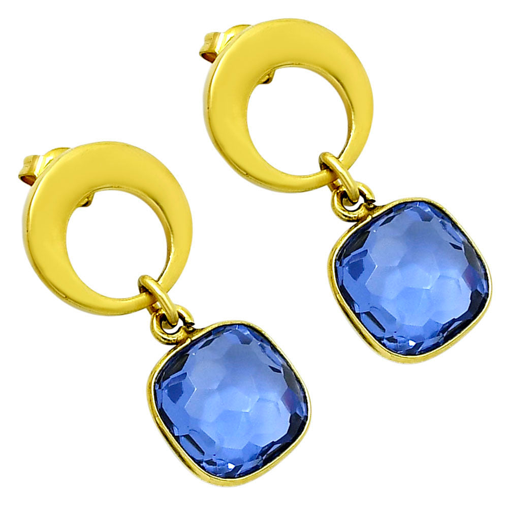 18K Gold Over Brass Lab Created Tanzanite  Earrings EM-1259 TE01005-0