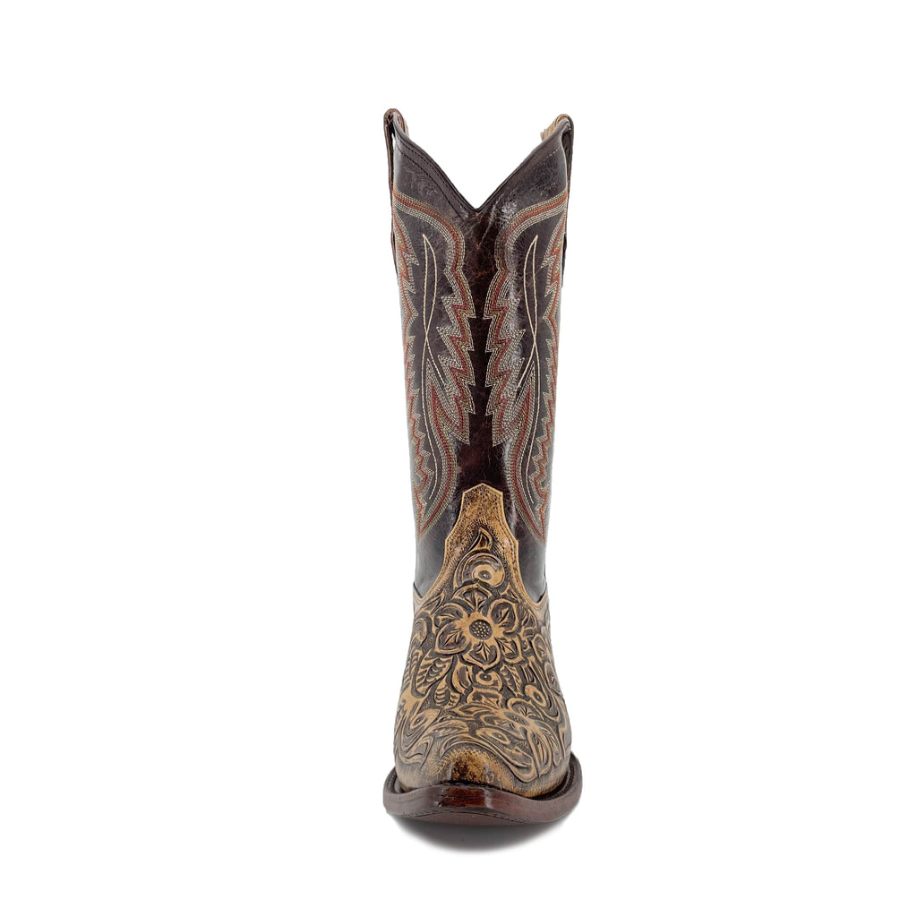 Women's Texan Handtooled Boots - Floral Rustic