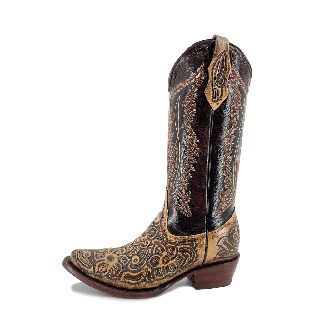 Women's Texan Handtooled Boots - Floral Rustic