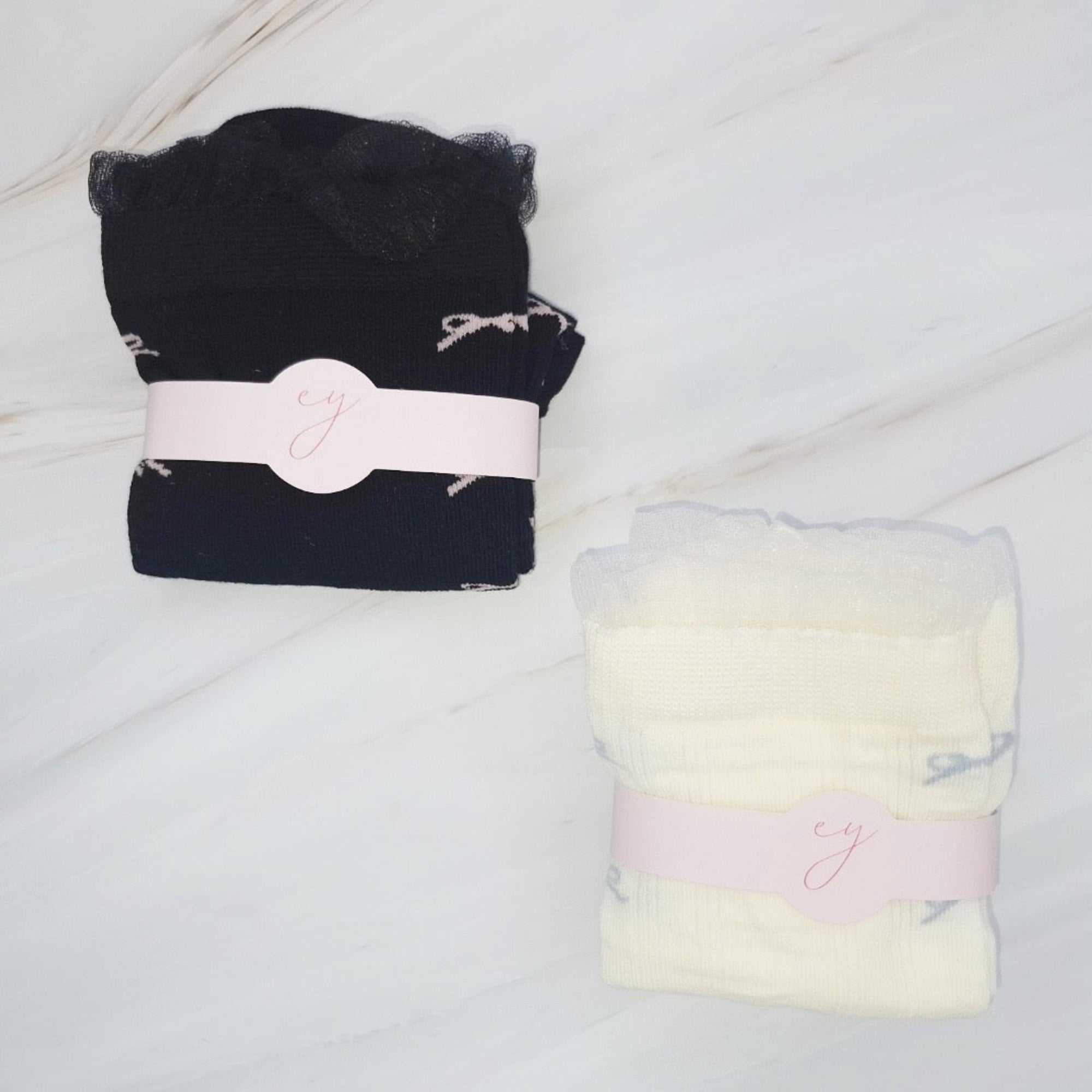 Tulle Top Bow Lined Up Socks Set Of 2-3