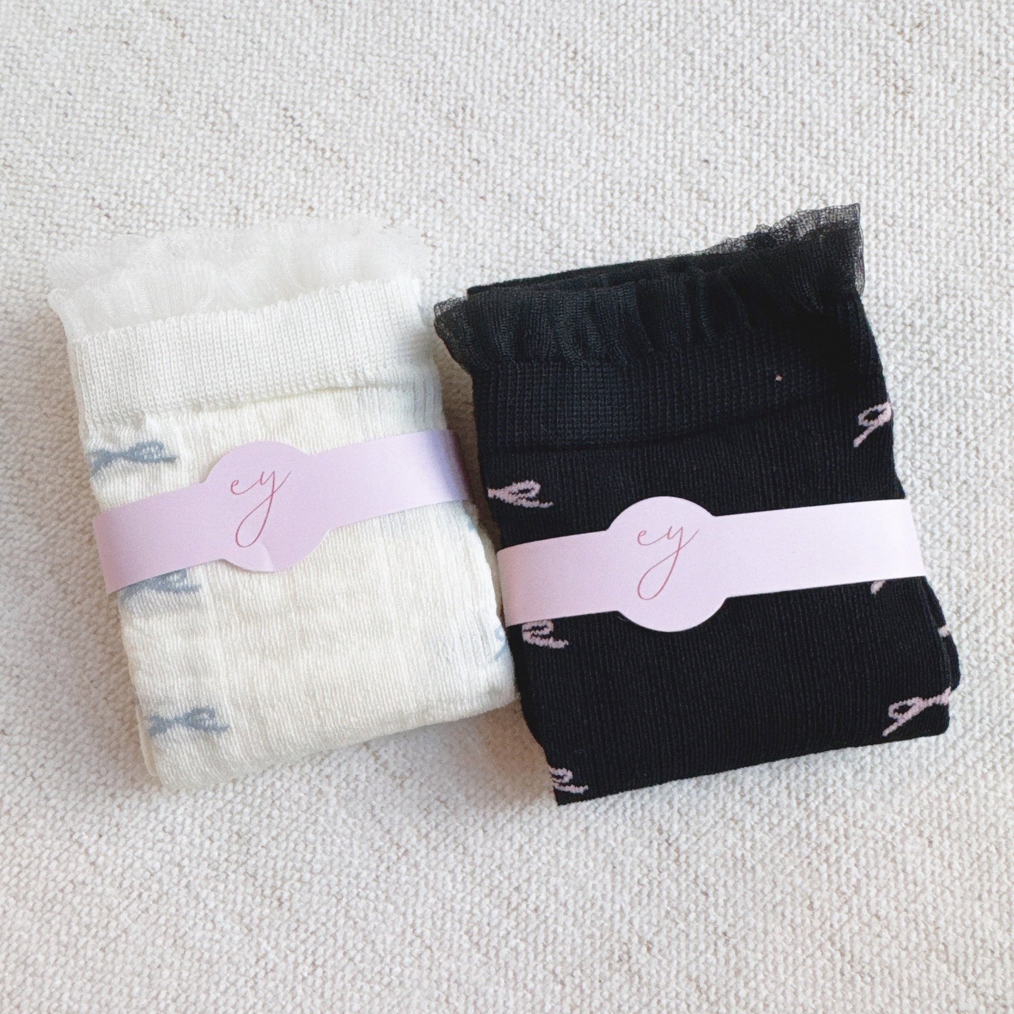 Tulle Top Bow Lined Up Socks Set Of 2-4
