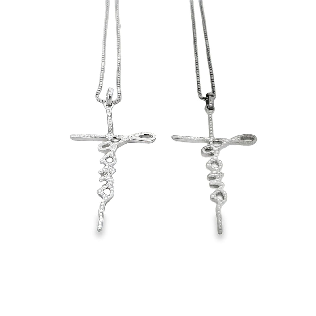 Cross Cursive Jesus Necklace (G99)-0