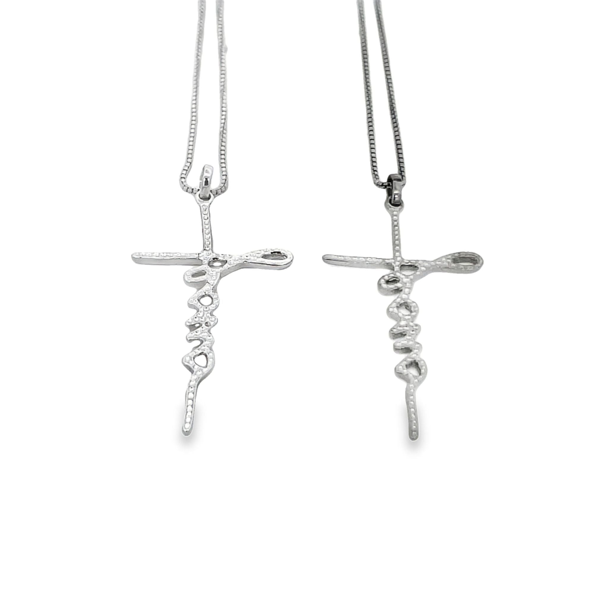 Cross Cursive Jesus Necklace (G99)-0