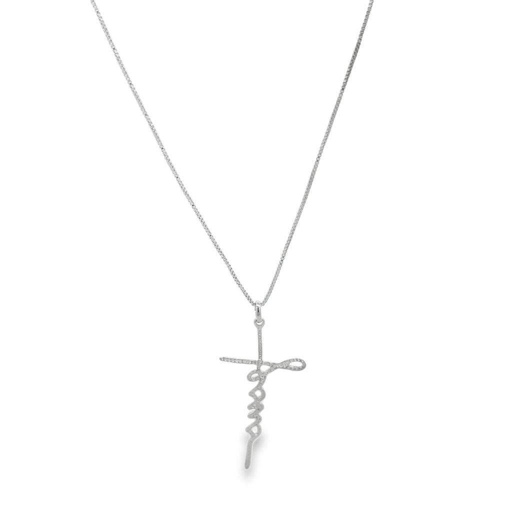 Cross Cursive Jesus Necklace (G99)-1