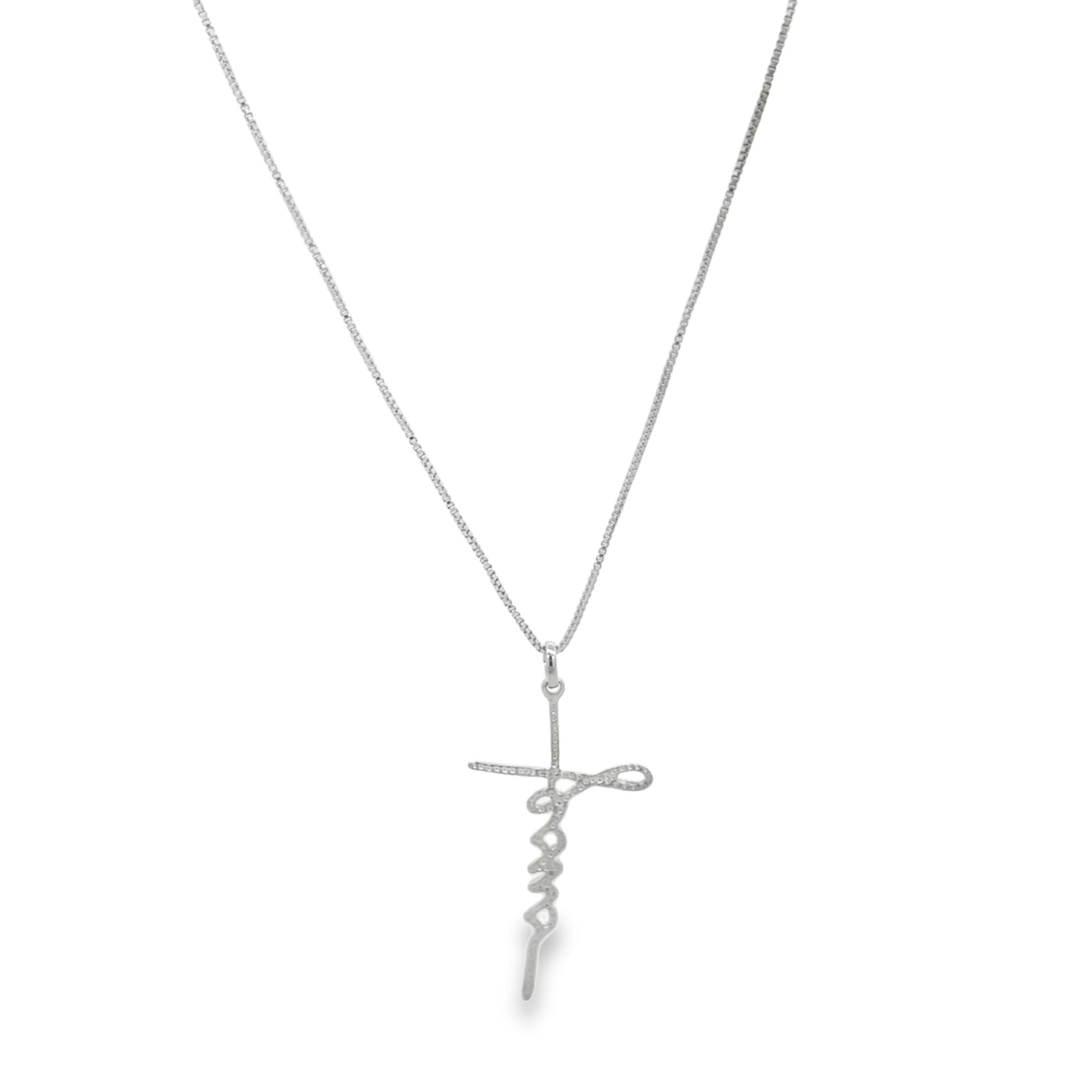 Cross Cursive Jesus Necklace (G99)-1