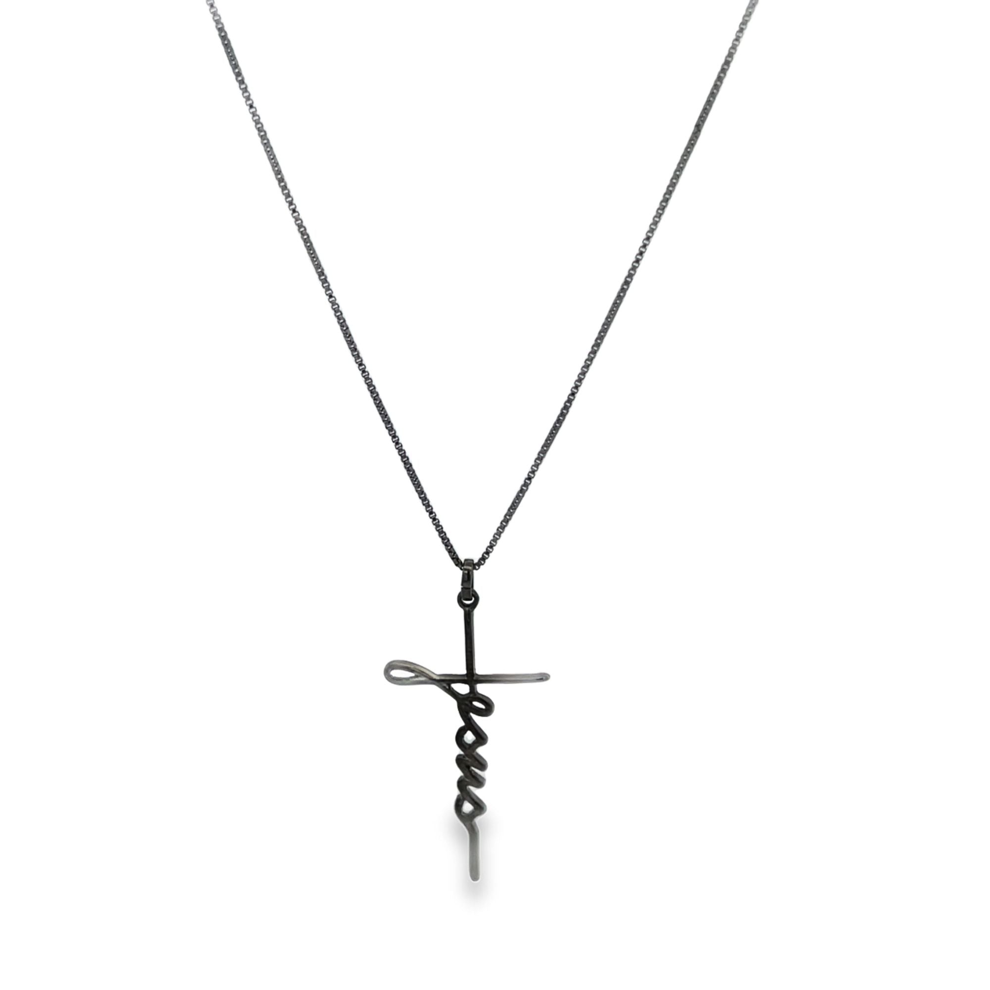 Cross Cursive Jesus Necklace (G99)-2