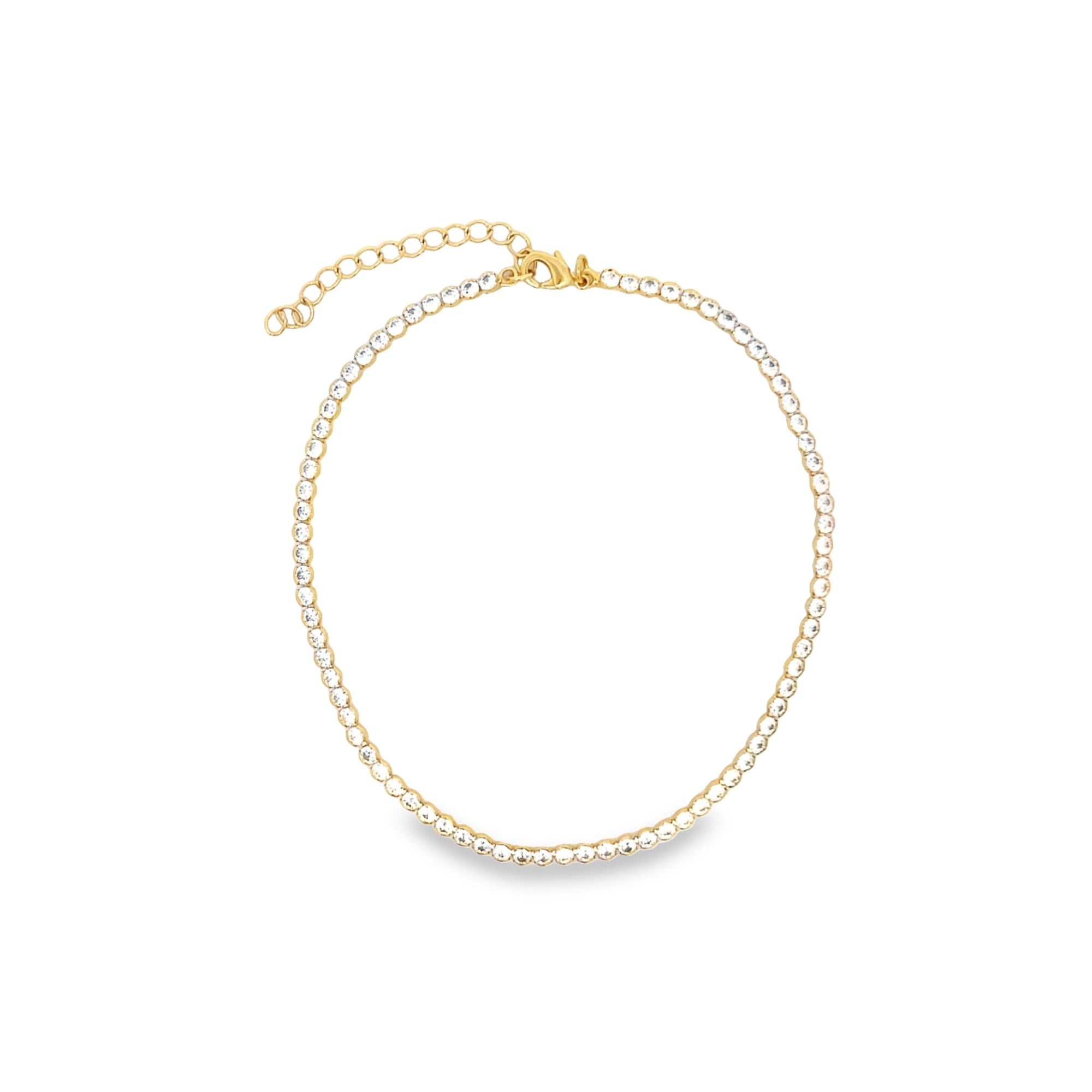 Round Stone Cut Tennis Anklet (E232)-0