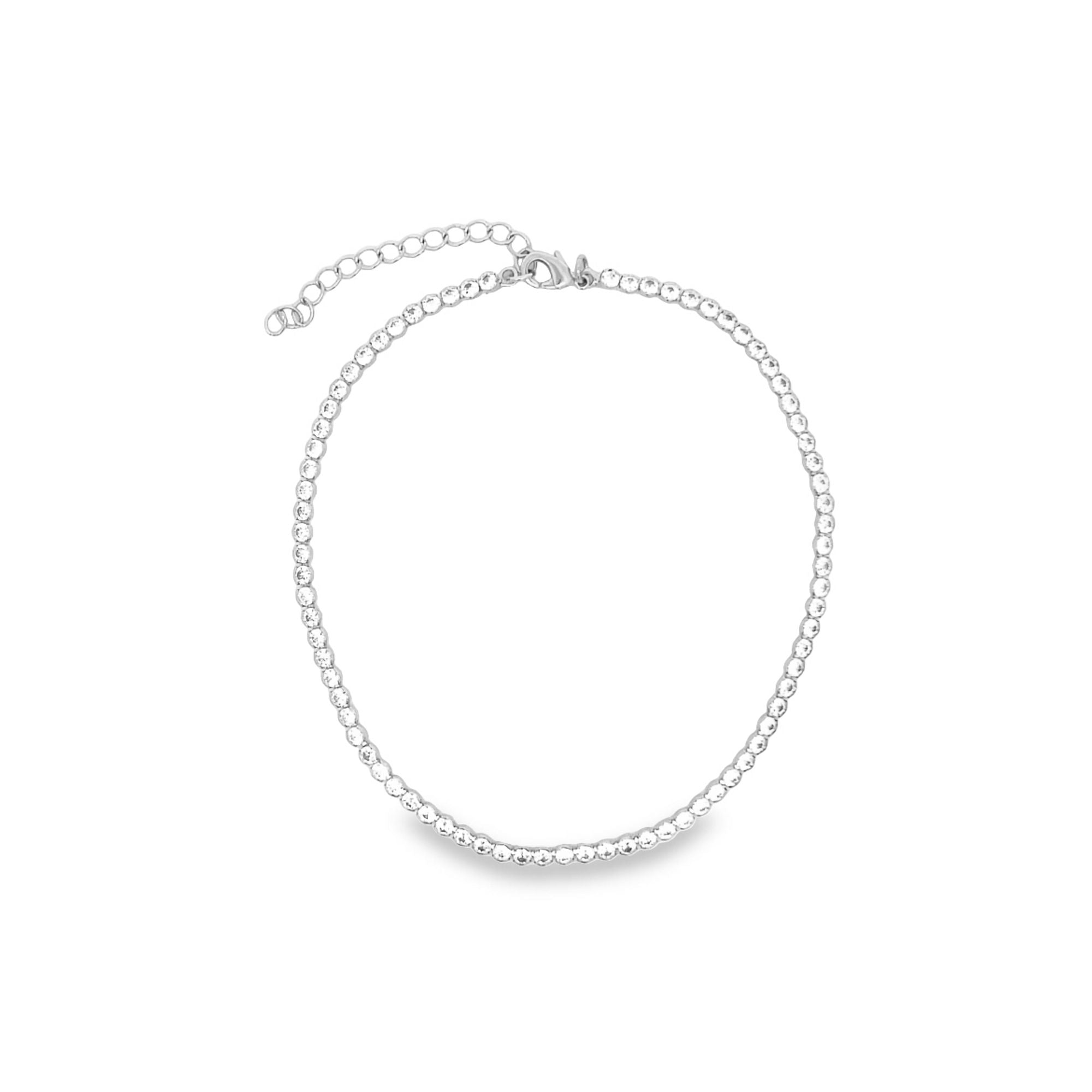 Round Stone Cut Tennis Anklet (E232)-1