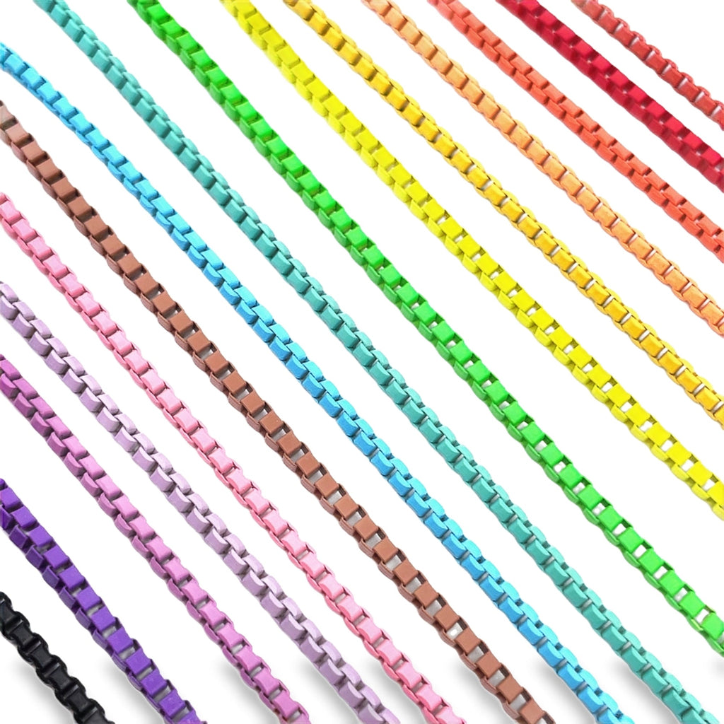 3mm Colorful Enamel Box Chain Bracelet (I324)-0