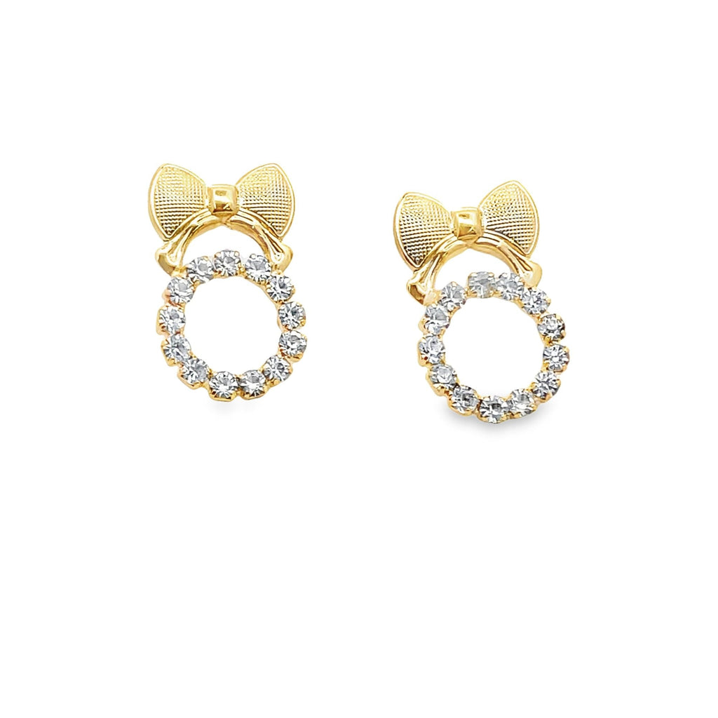 Bow With CZ Stones Stud Earrings (L265A)-1