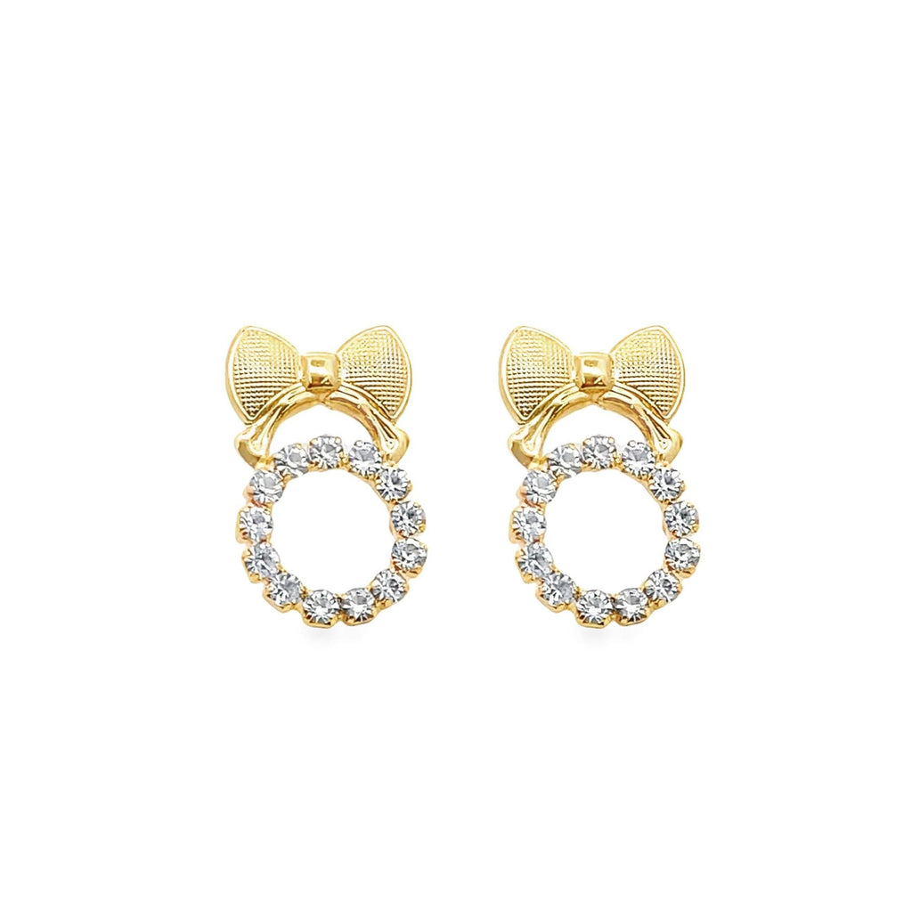Bow With CZ Stones Stud Earrings (L265A)-0