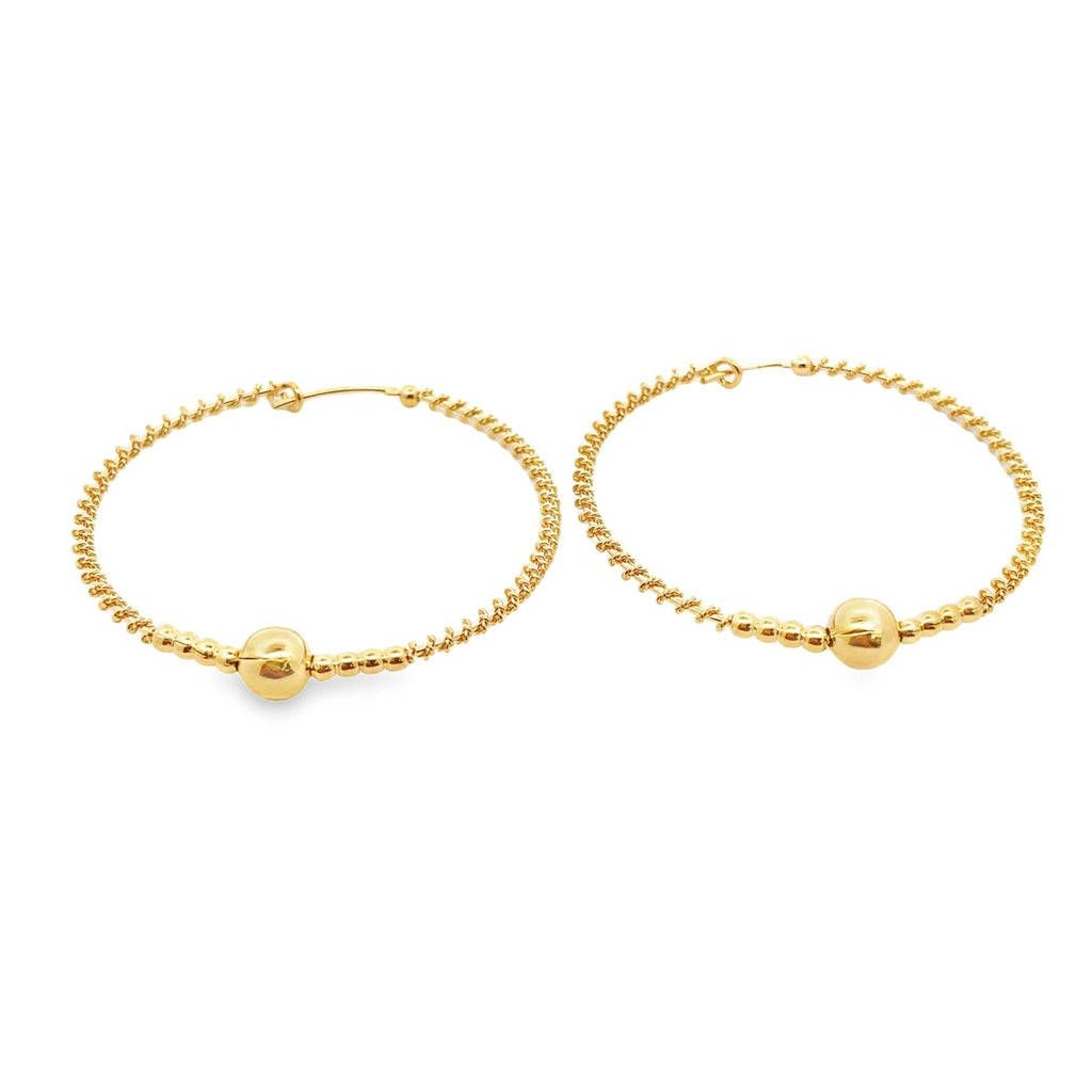 Wire Twisted Beads Hoop Earrings (K85)-2