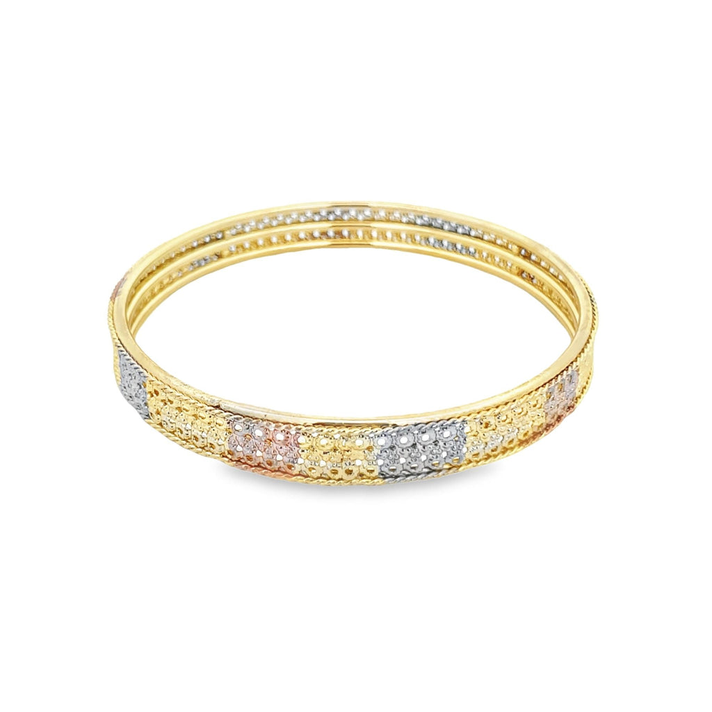 10mm Three Toned Designed Textured Bangle (B16)-0