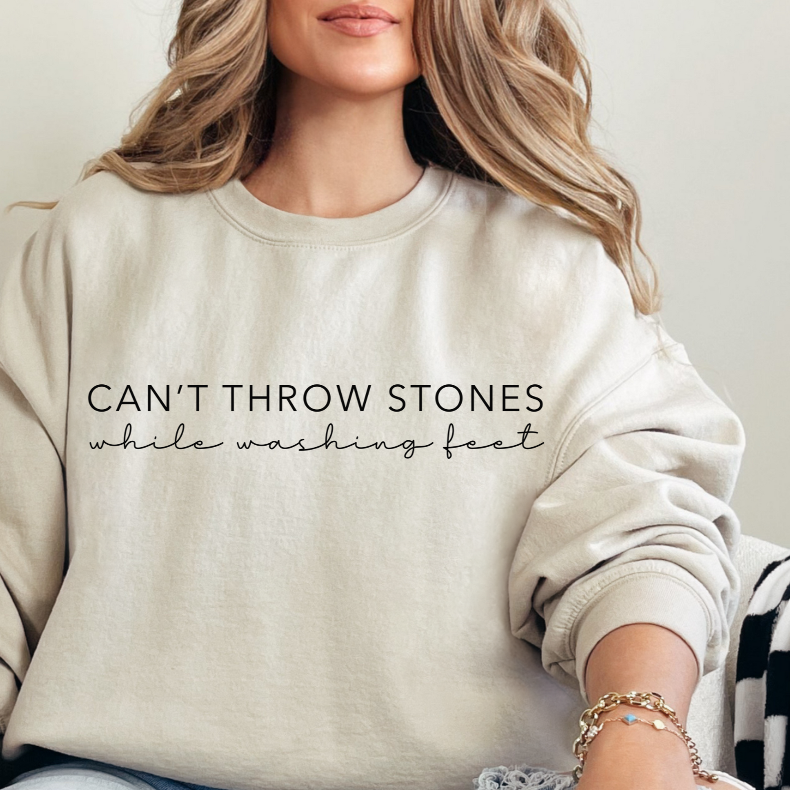 Christian Sweatshirt- Can't throw Stones-Faith based-0