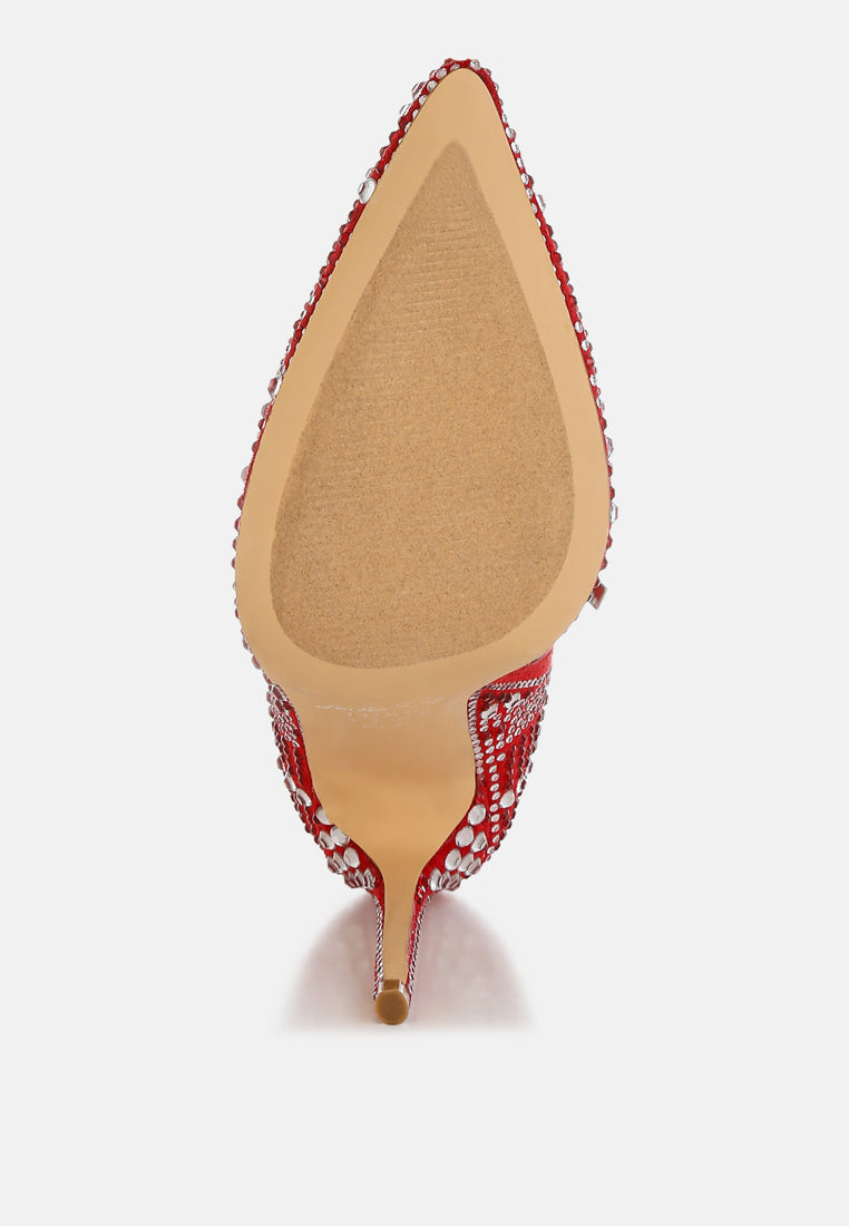 Urbanite Rhinestones Studded Stiletto Heel Boots-4