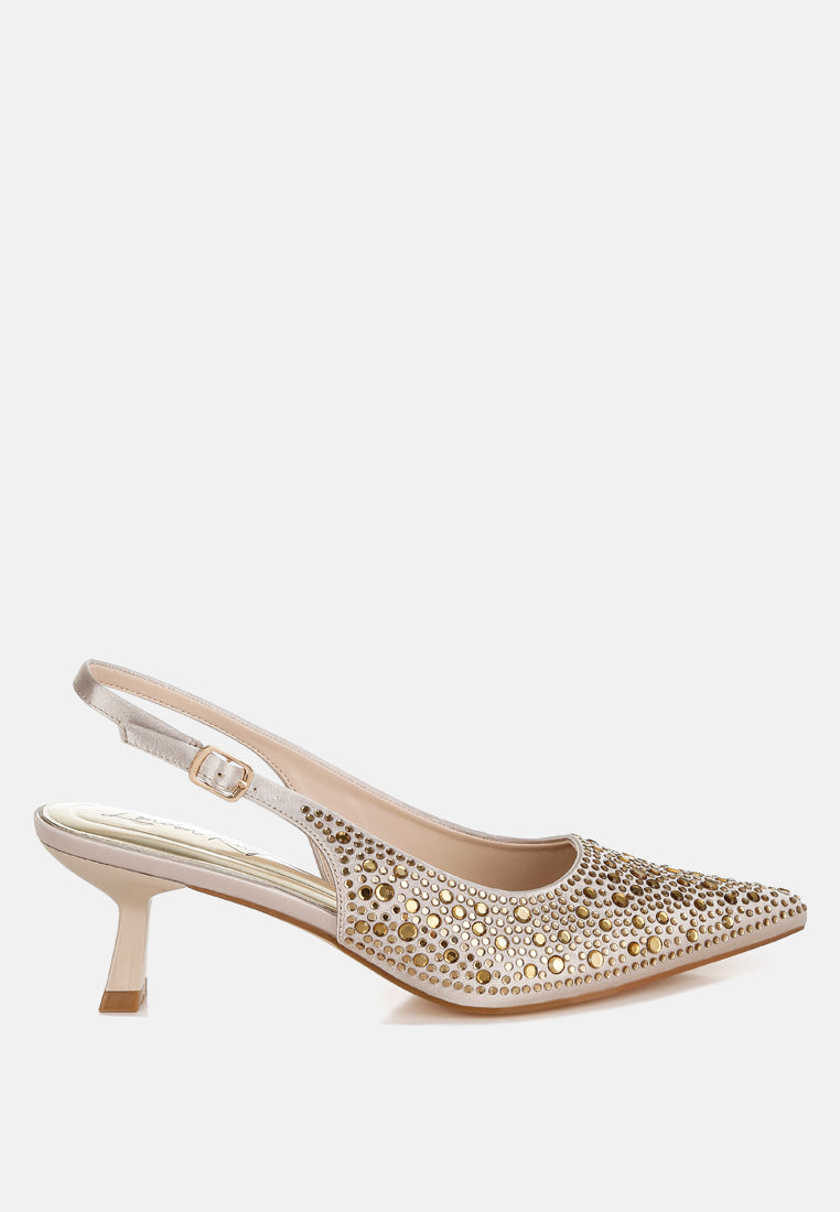 Vernaos Pointed Toe Rhinestone Slingbacks-5
