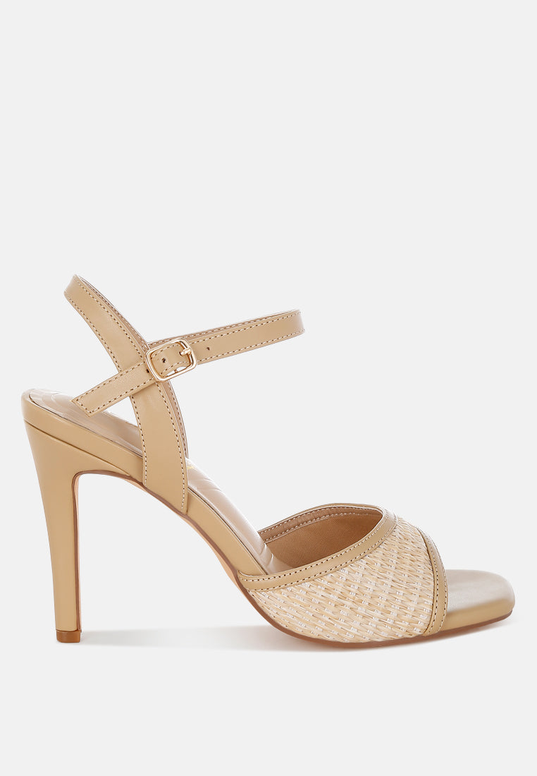 Vilasta Raffia Square Toe Stiletto Heels-5