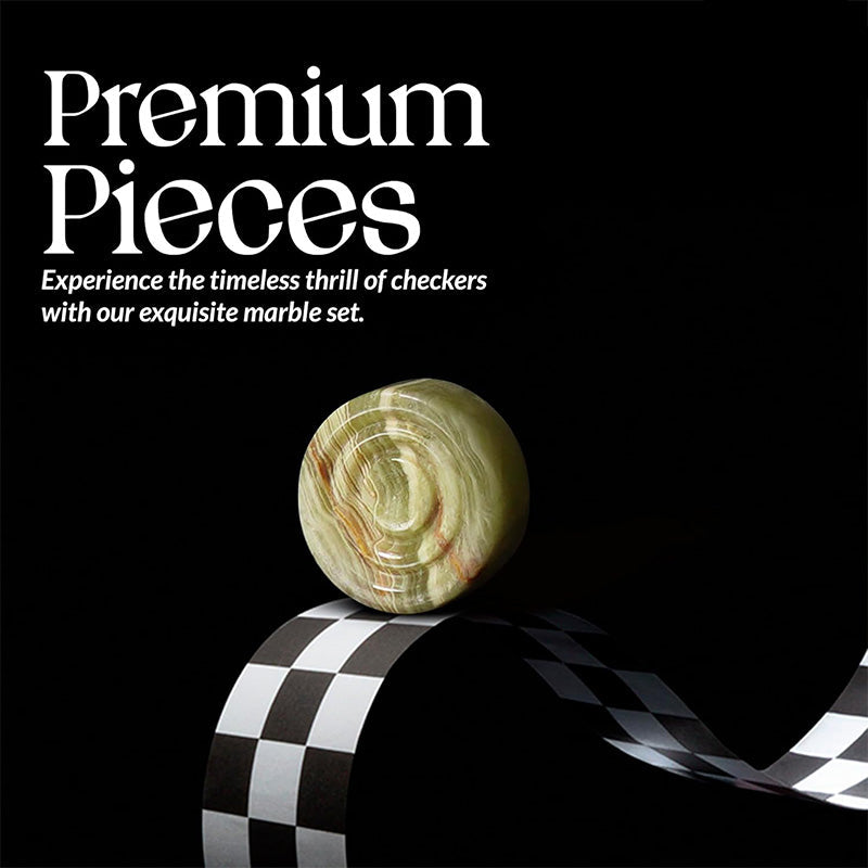 White and Green Onyx Marble Checkers Pieces Set For 15 Inches Checkers Game