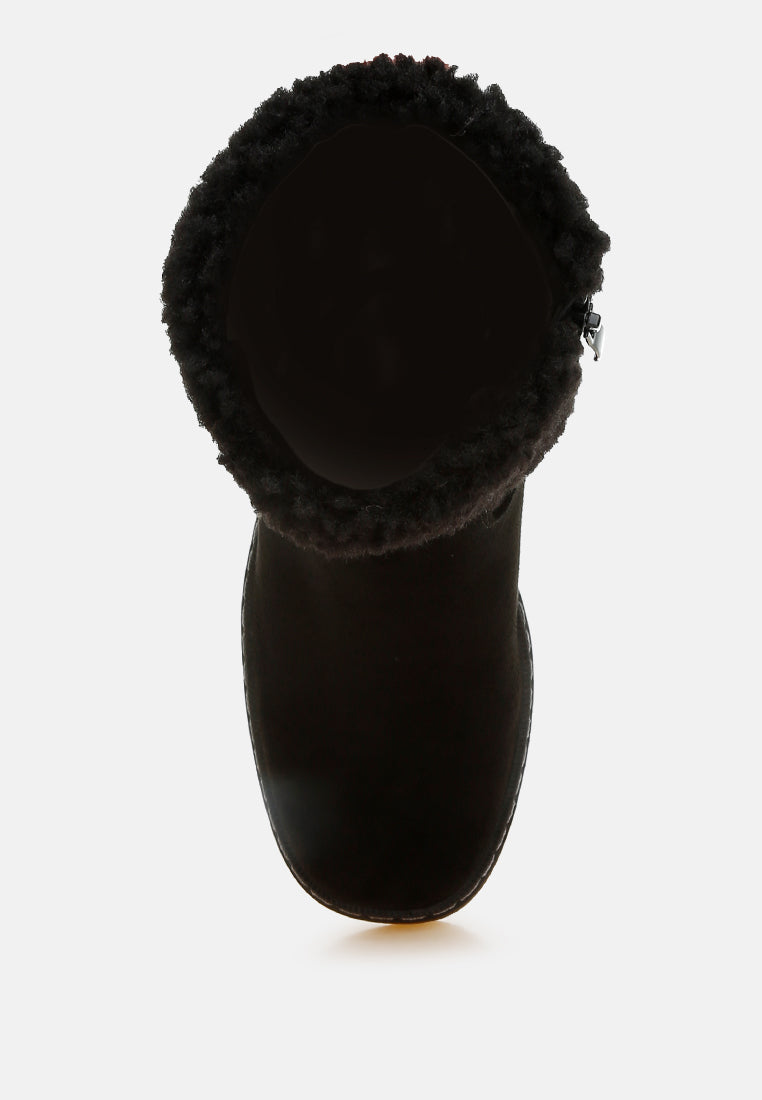 Woolly Faux Fur & Embroidery Detail Boots-3