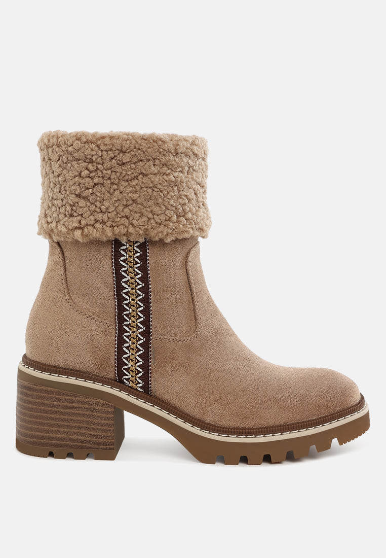 Woolly Faux Fur & Embroidery Detail Boots-5