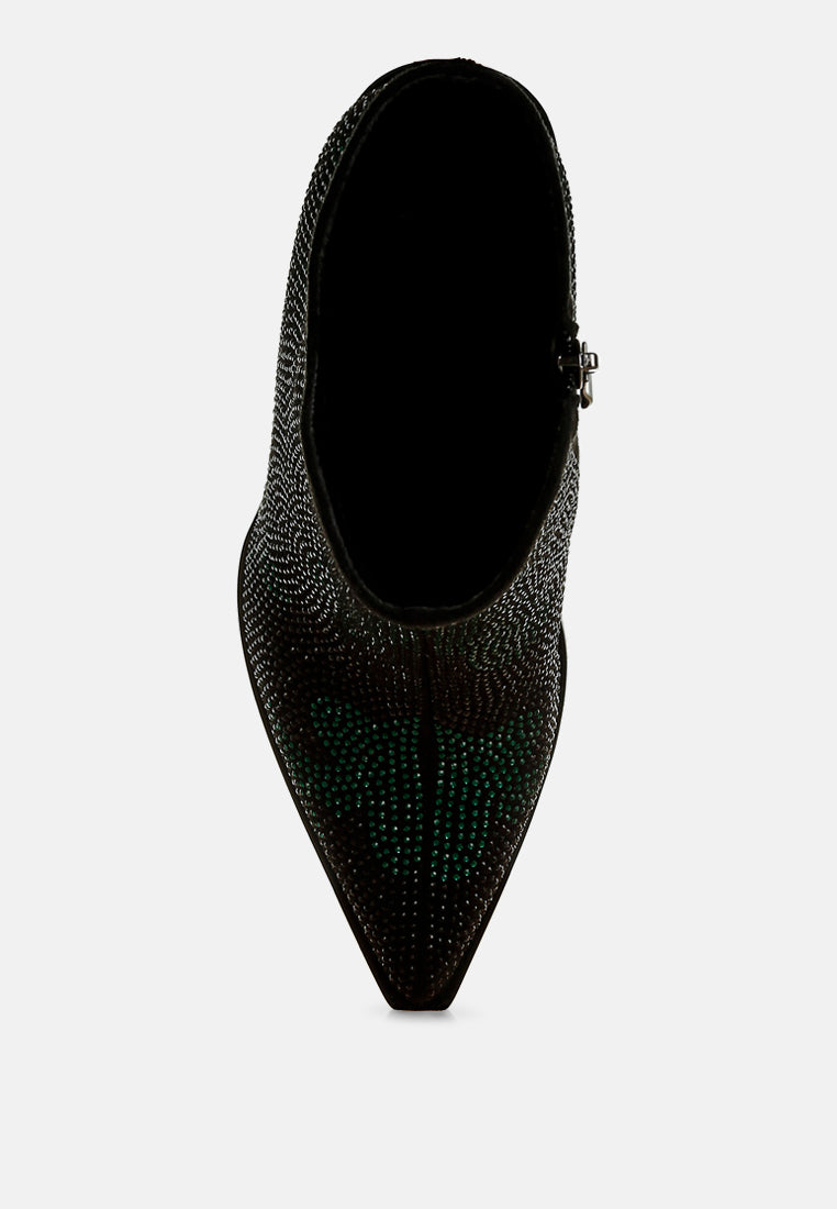 Zarka Rhinestones Embellished Block Heel Boots By RAG-3