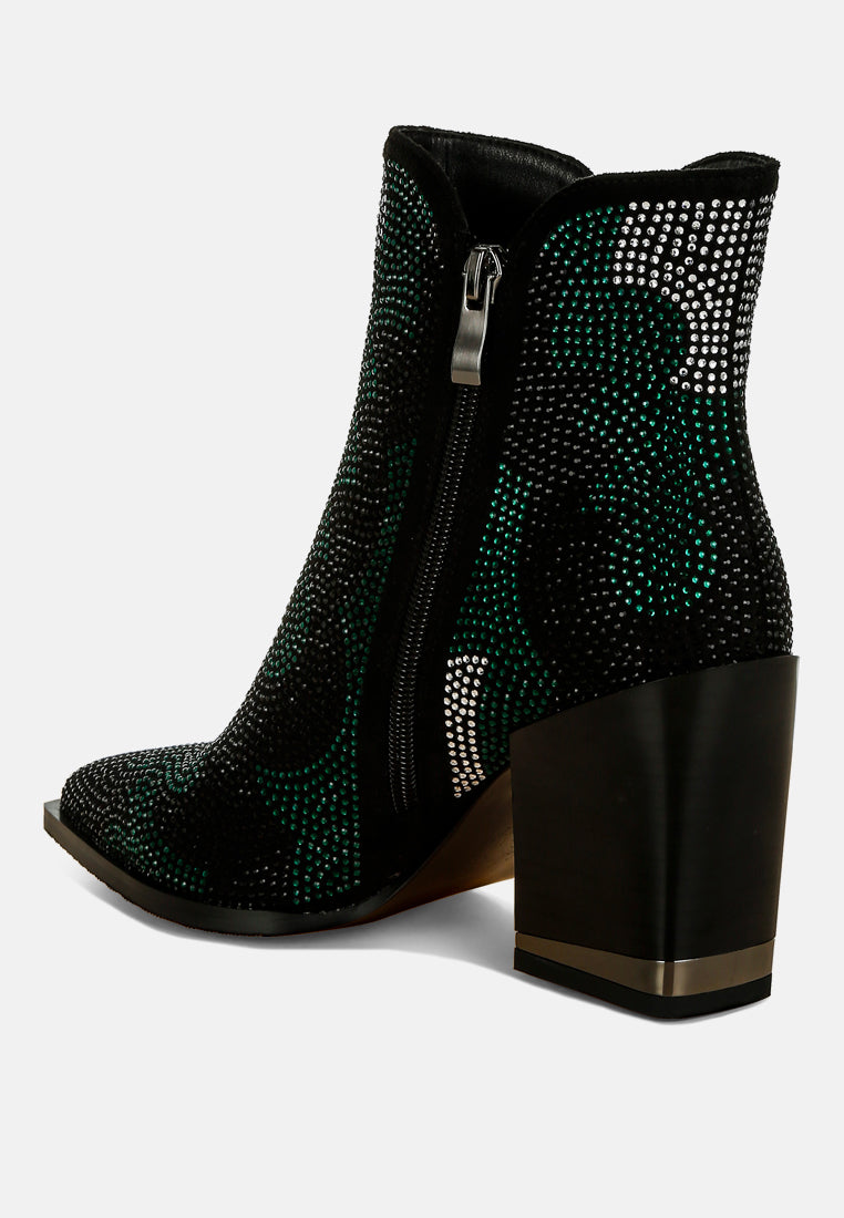 Zarka Rhinestones Embellished Block Heel Boots By RAG-2