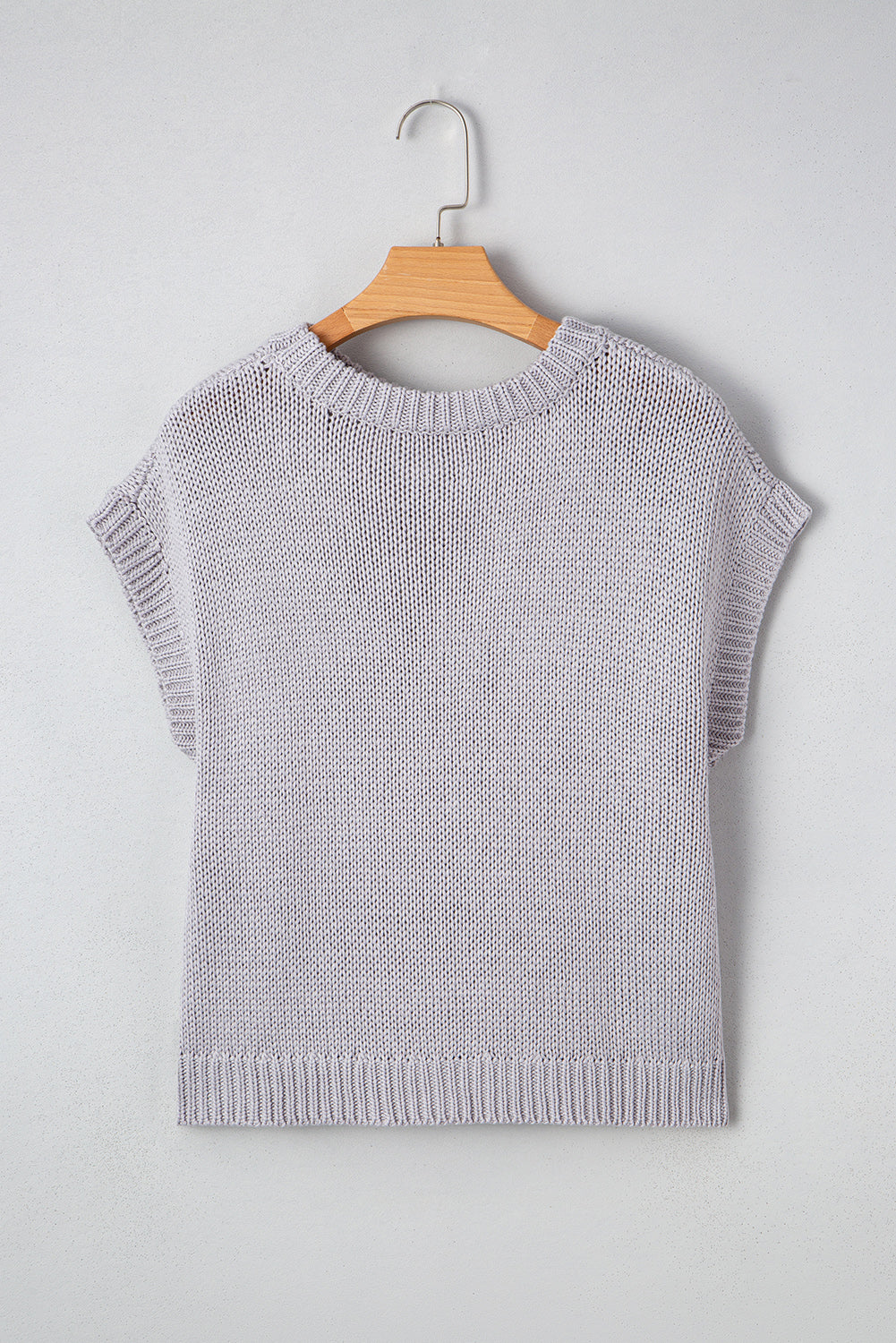 Light Grey Bowknot Applique Cap Sleeve Sweater