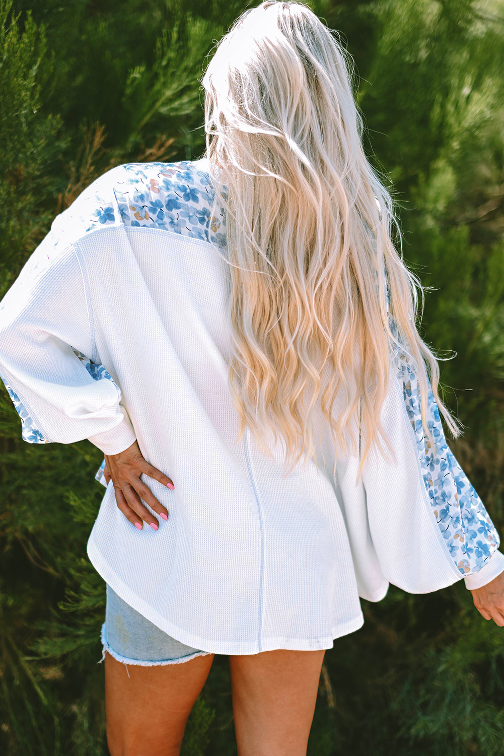 Eliana Floral Patchwork V Neck Blouse-1