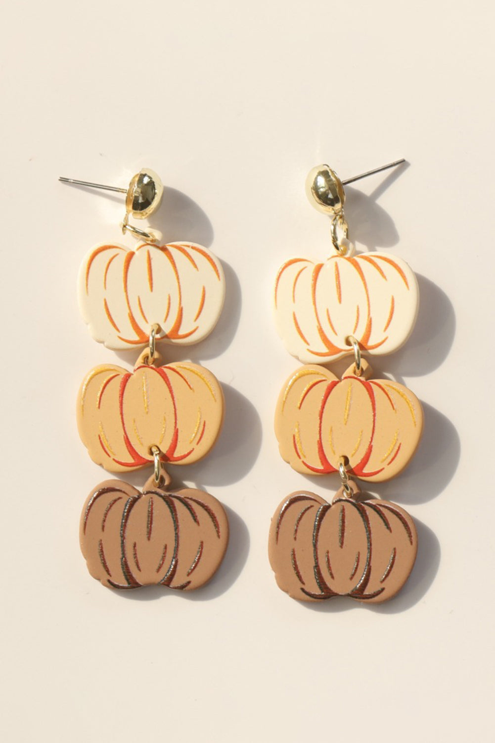 Russet Orange Halloween Retro Pumpkin Dangle Earrings