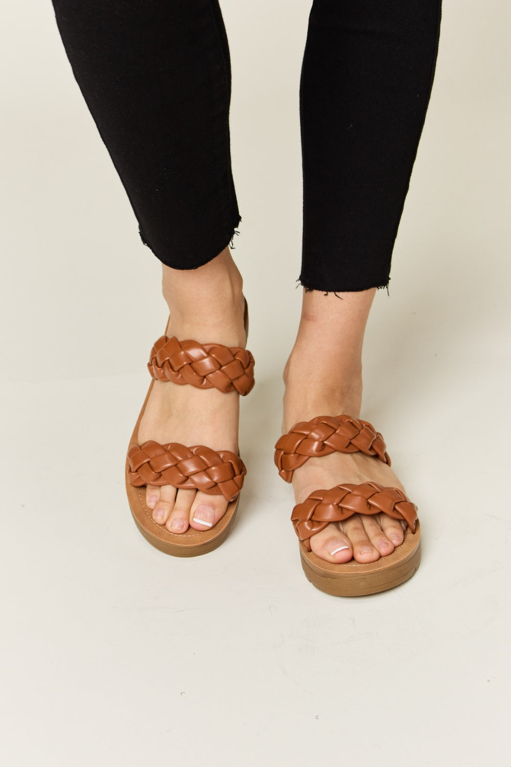 WILD DIVA Woven Dual Band Platform Sandals-1