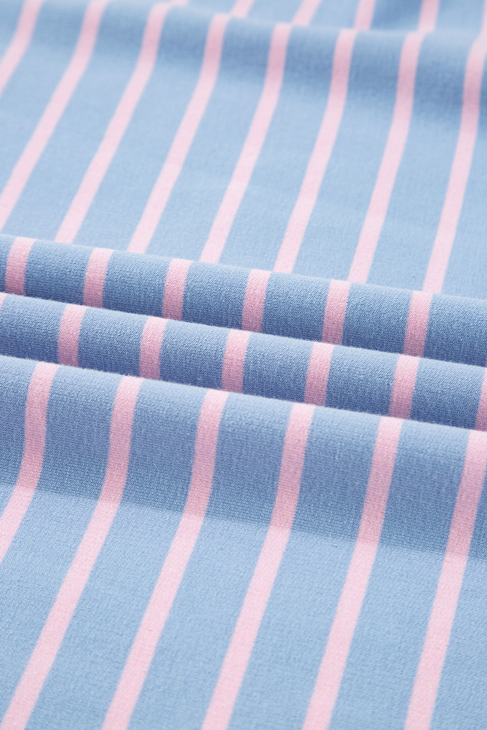 Sky Blue Stripe Oversized Contrast Trim Drop Shoulder Casual Top