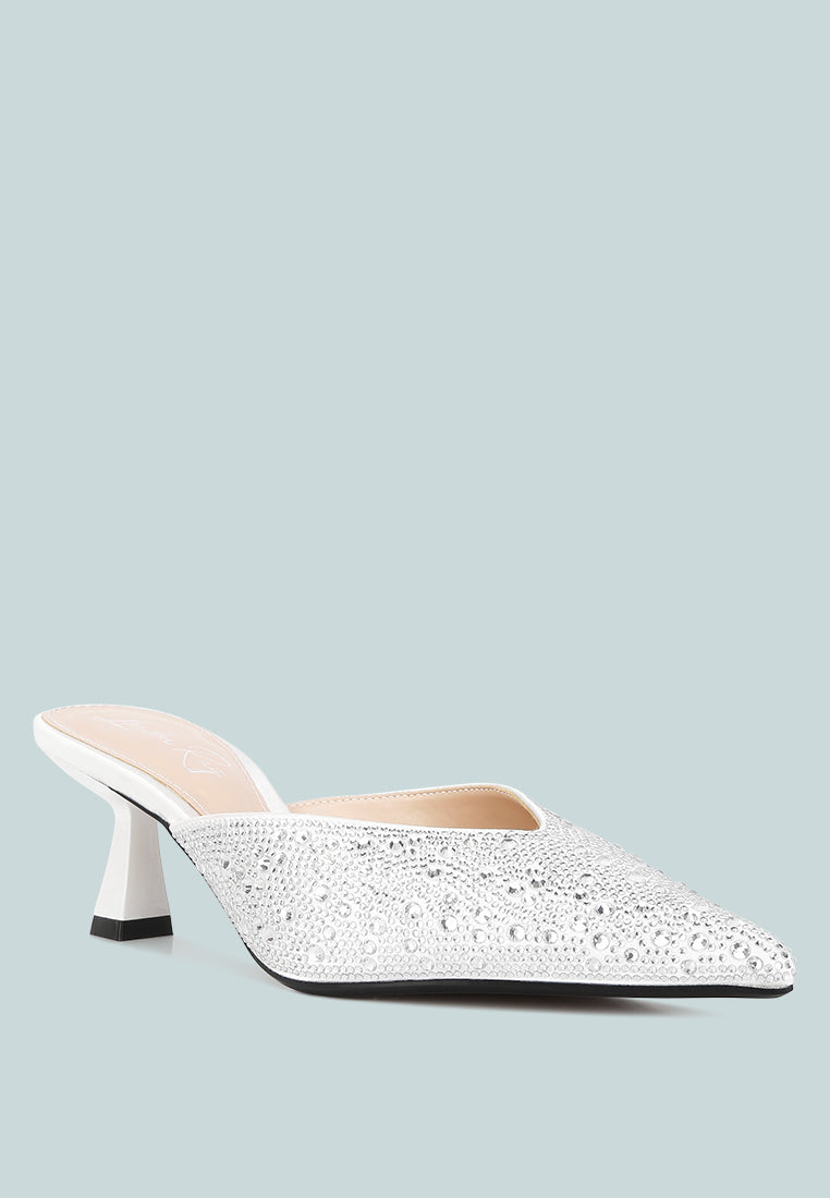 Aldora Rhinestones Embellished Satin Mules-2