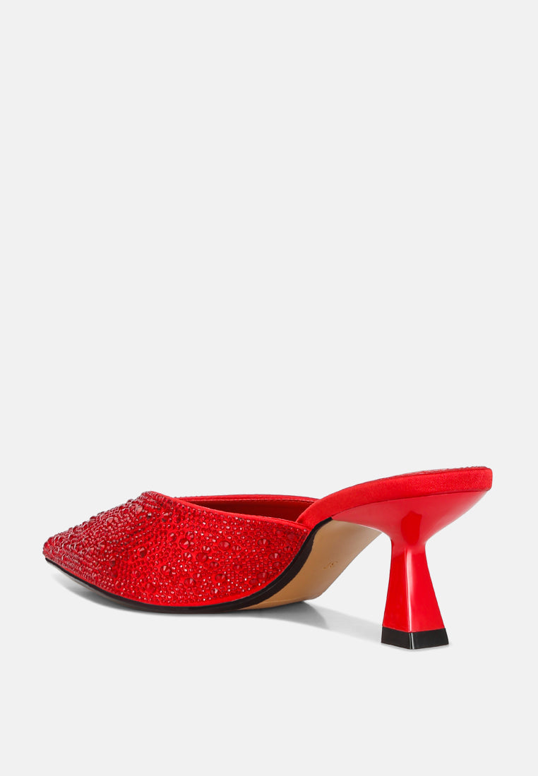 Aldora Rhinestones Embellished Satin Mules By RAG-2