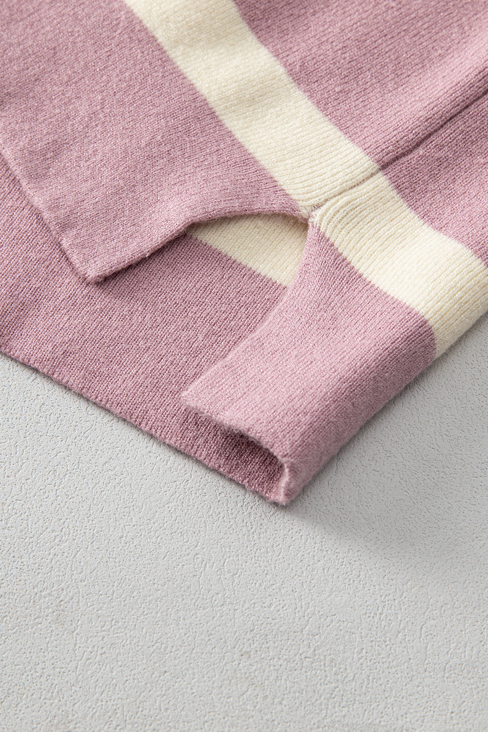 Pink Striped Patchwork Drop Shoulder Sweater