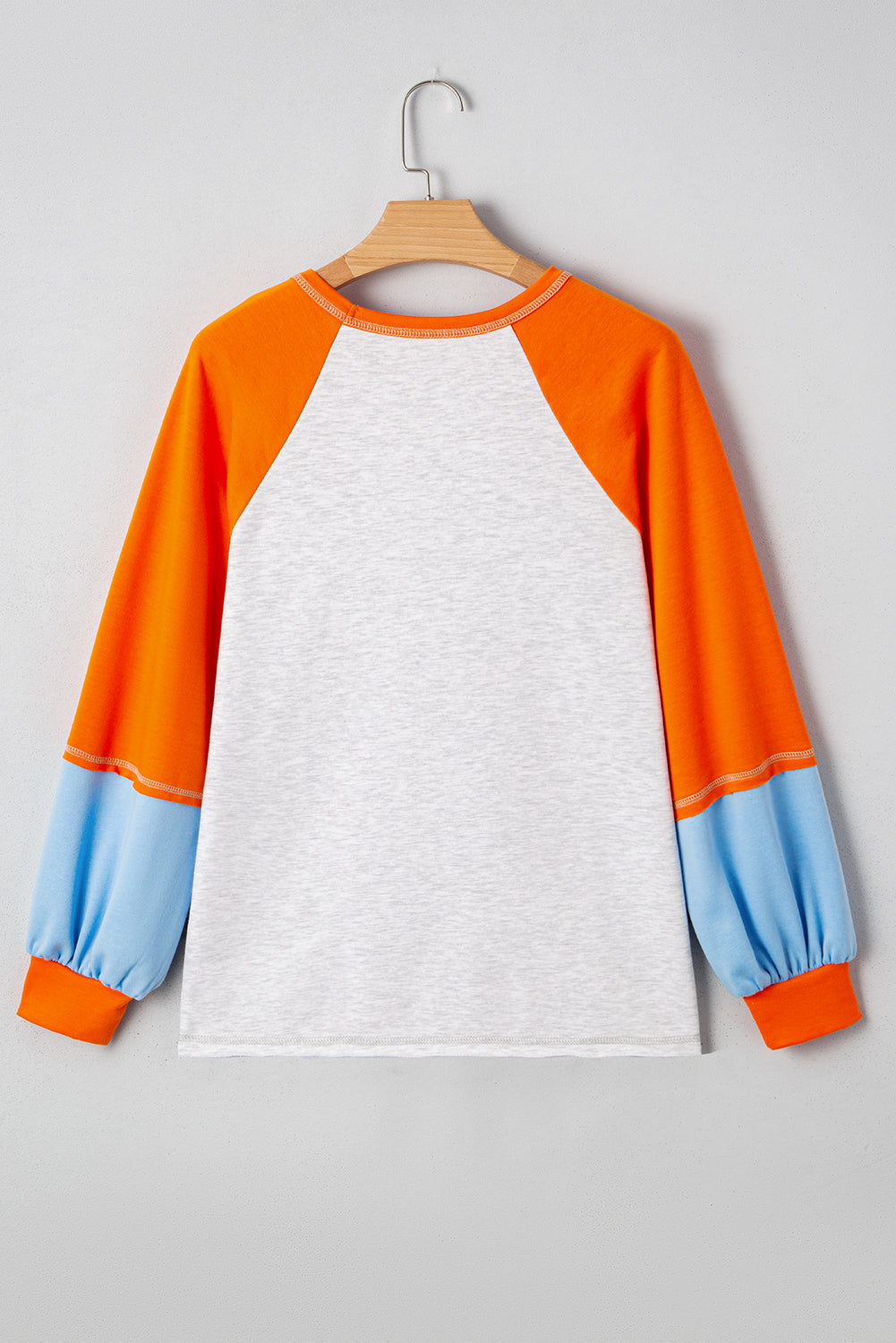 Light Grey Colorblock Raglan Sleeve Loose Fit Top