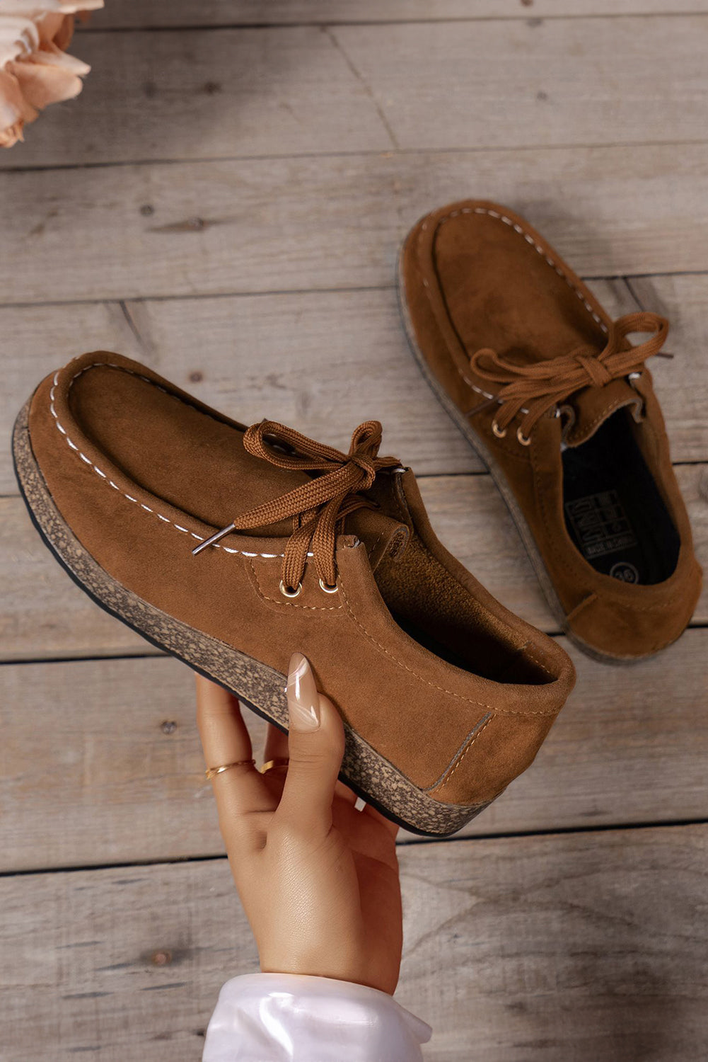 Coffee Lace Up Casual Shoes
