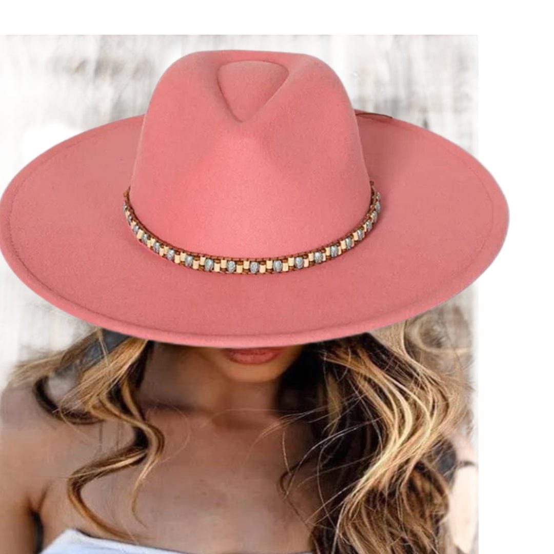 Beaded Stiff Fedora Hat-1