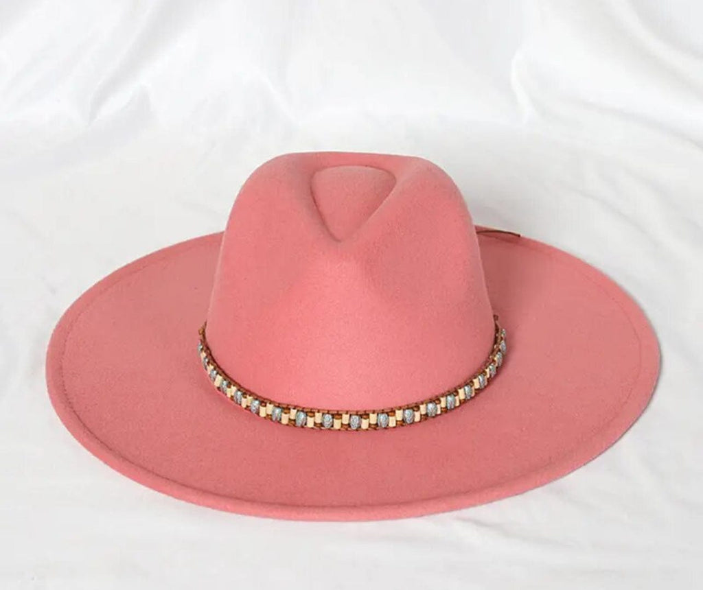 Beaded Stiff Fedora Hat-2