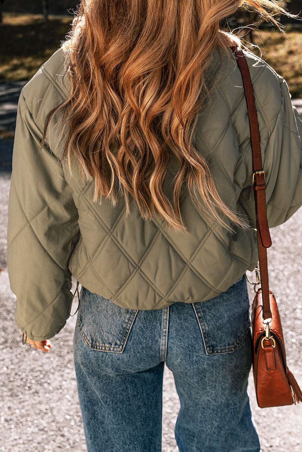 Teddy Collar Flap Pockets Quilted Puffer Jacket-1
