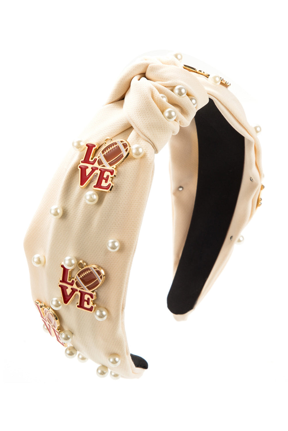 White Game Day Love Pearl Headband