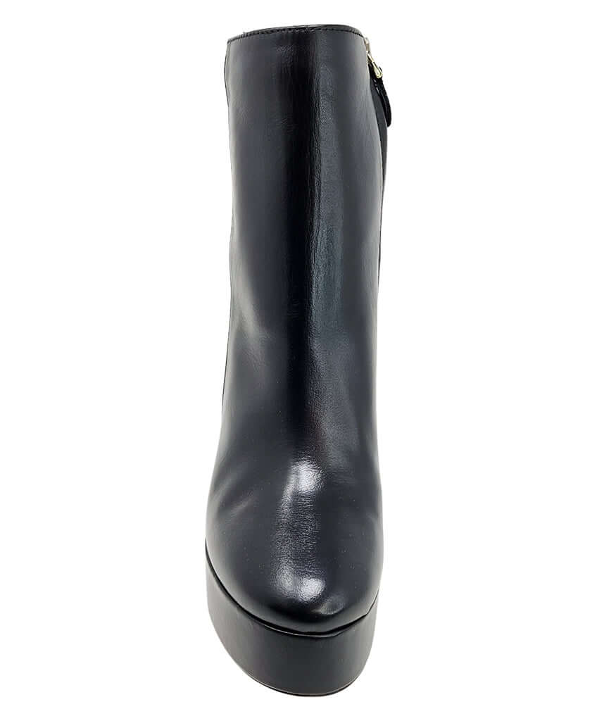 Black/Silver Cracked Leather Platform Boot
