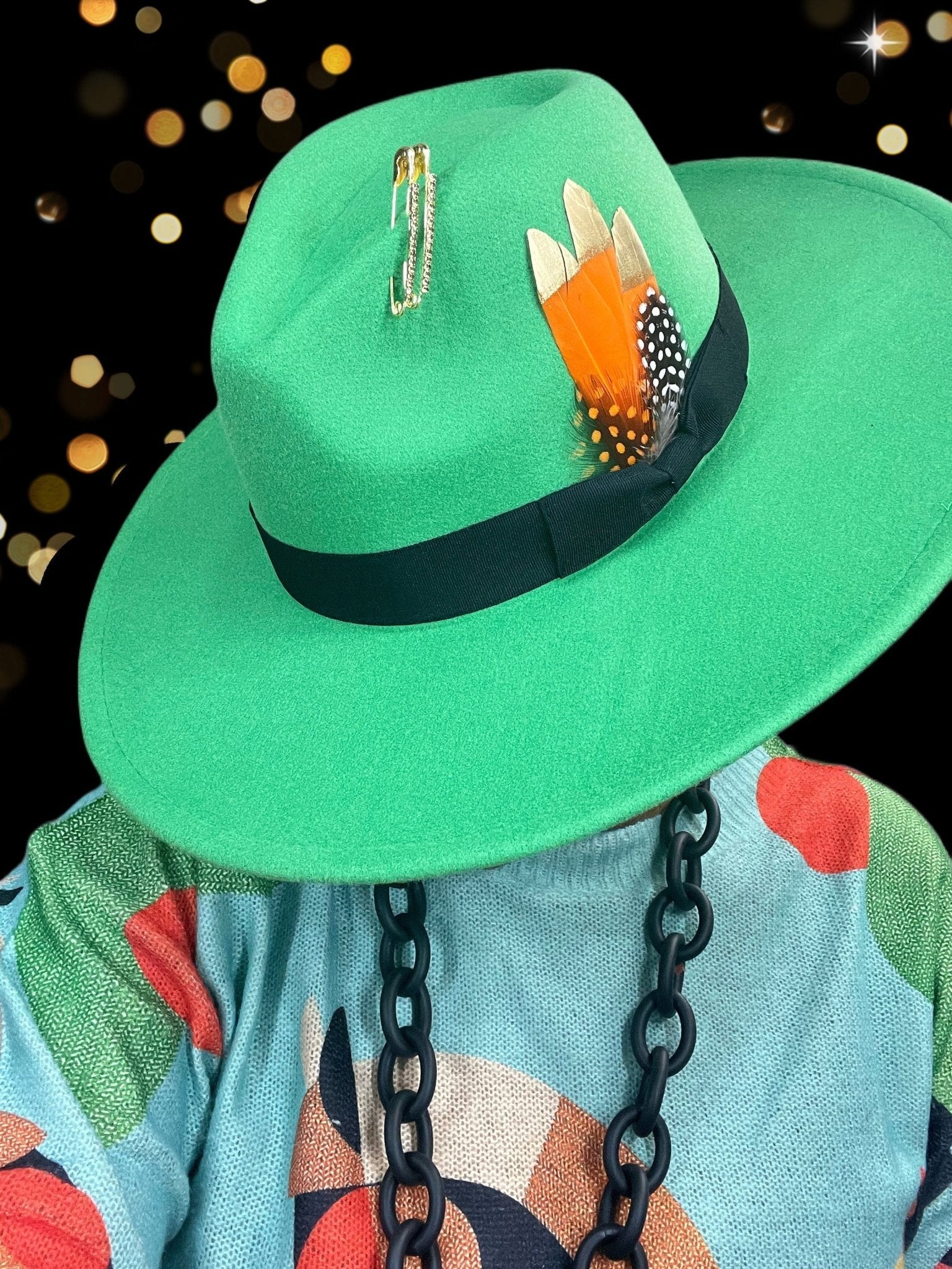 Bow Tie Fedora Hat -green apple-0