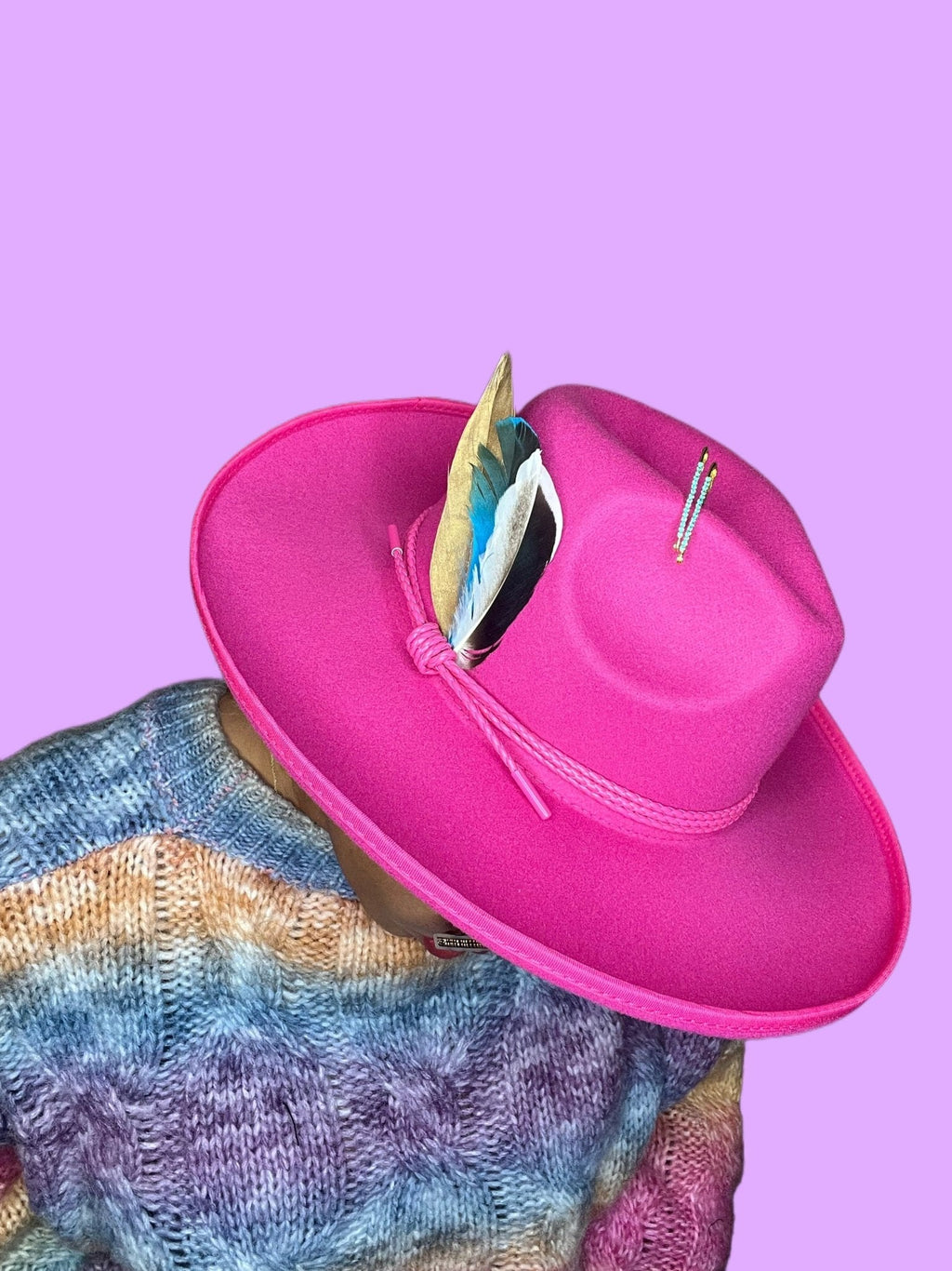 Bow Tie Fedora Hat -Pencil brim pinkgold-0