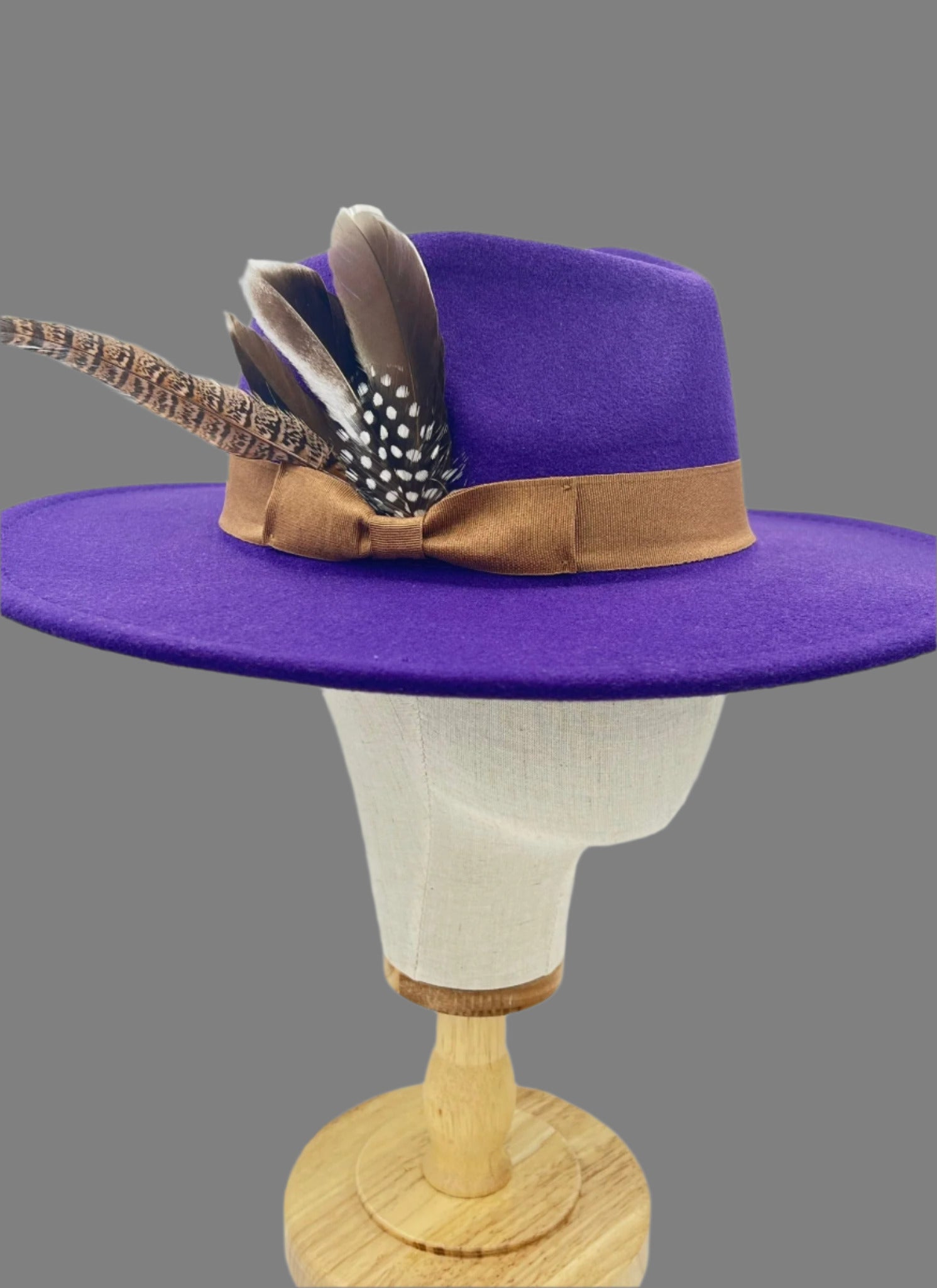 Bow Tie Fedora Hat -purple-0