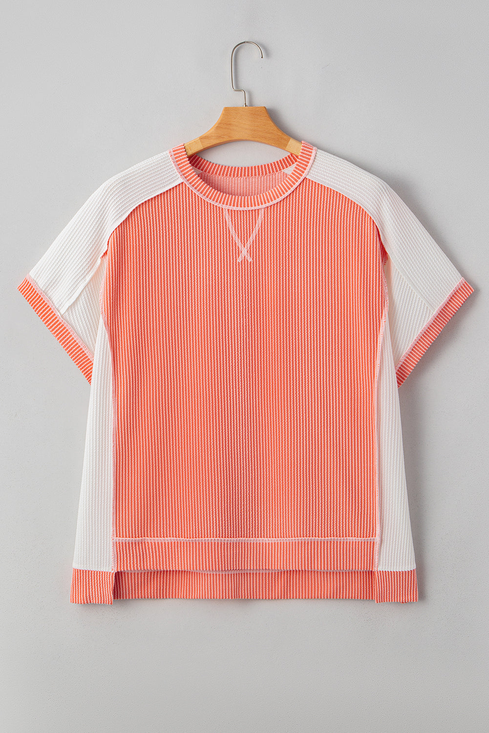 Carrot Twist Rib Colorblock Plus Size Top