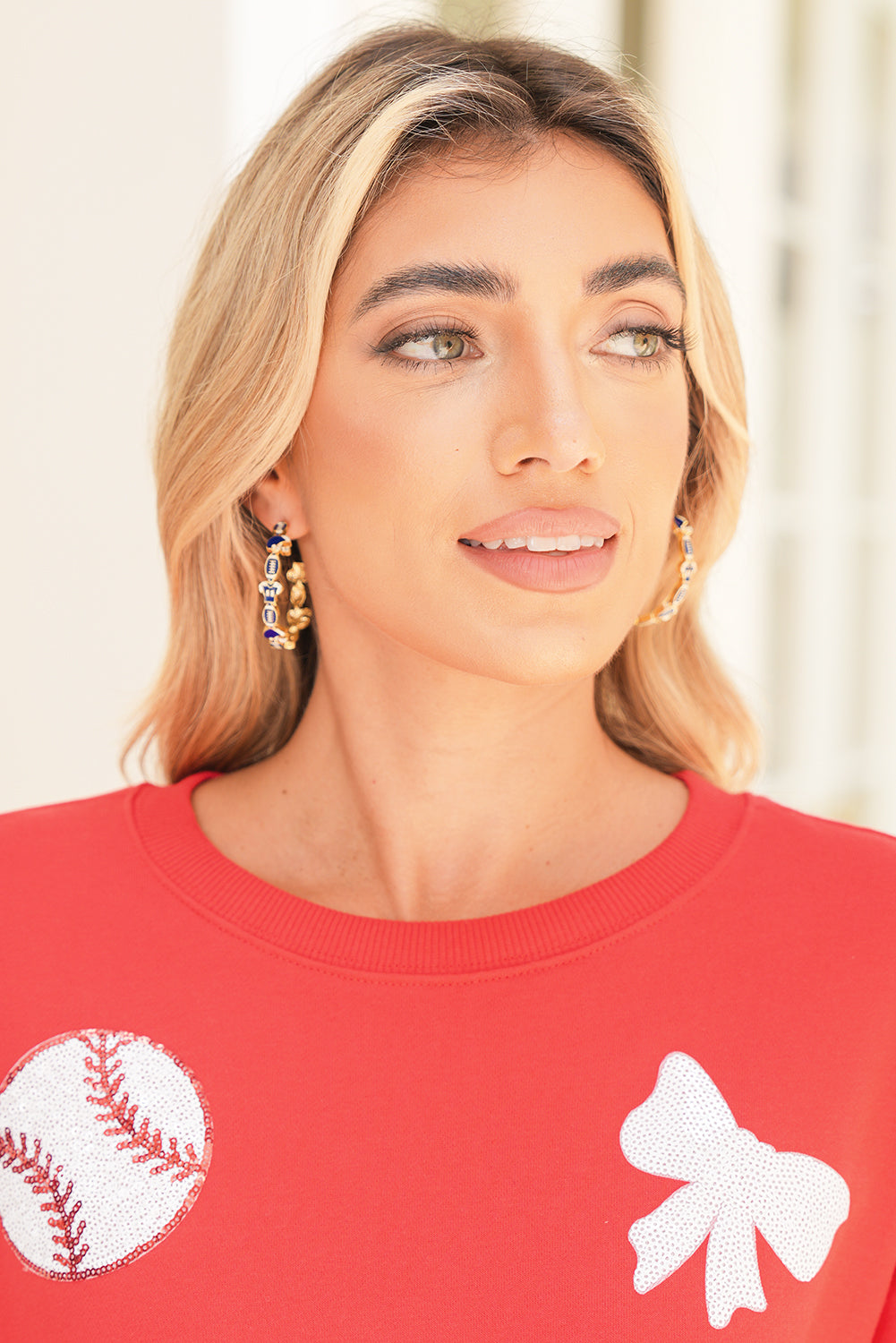 Dark Blue Game Day Hoop Earrings